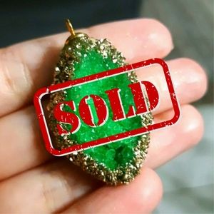 Hand Crafted Green Crystal Leaf Pendant